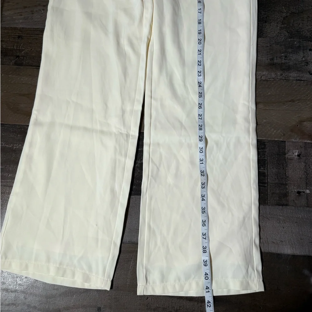 SNDYS Ivory Wide Leg Pants High Rise Tailored Trousers‎ Minimalist Chic S NWT